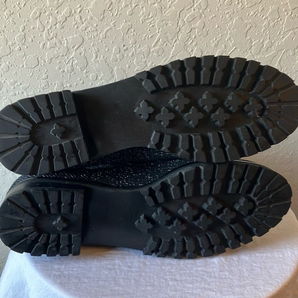 Kate Spade: Merigue Black Glitter Lace-Up Ankle Boots- 8 - Picture 8 of 16